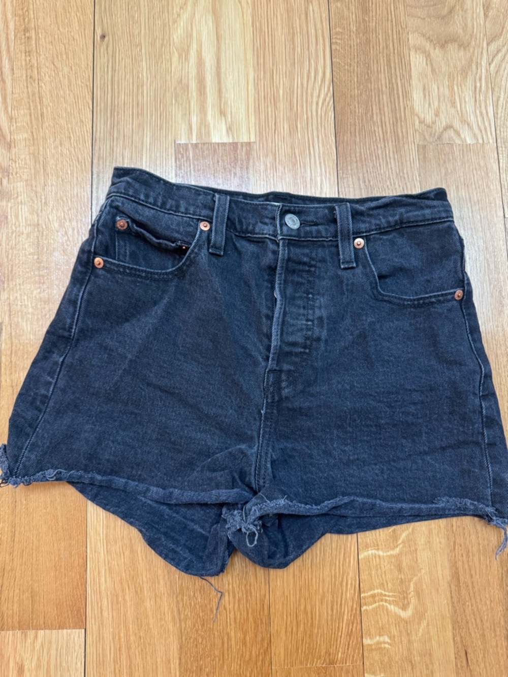 Levi's Black High-Rise Cutoff Denim Shorts